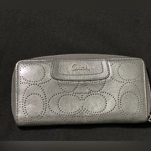Coach metallic silver/gray wallet.